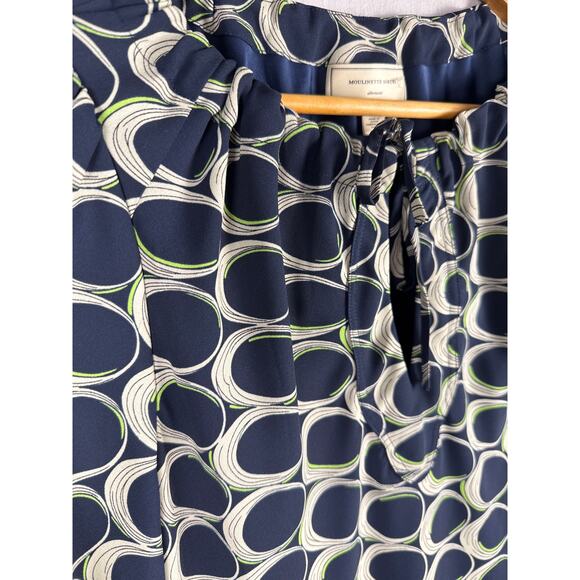 Anthropologie Moulinette Soeurs Ellipses Mini Dress Navy /Cream / Green Size 2 - Picture 6 of 9